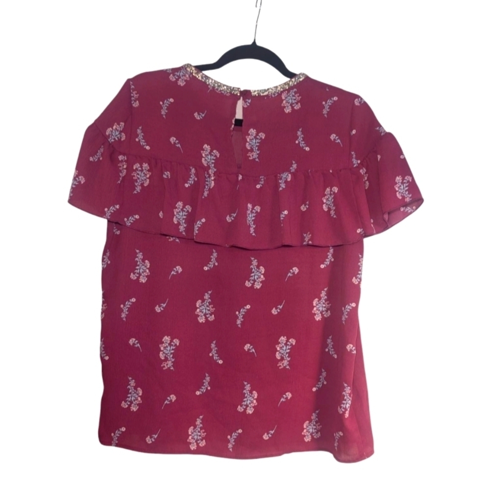 Juicy Couture Red Ruffled Short Sleeve Blouse - Picture 2 of 4
